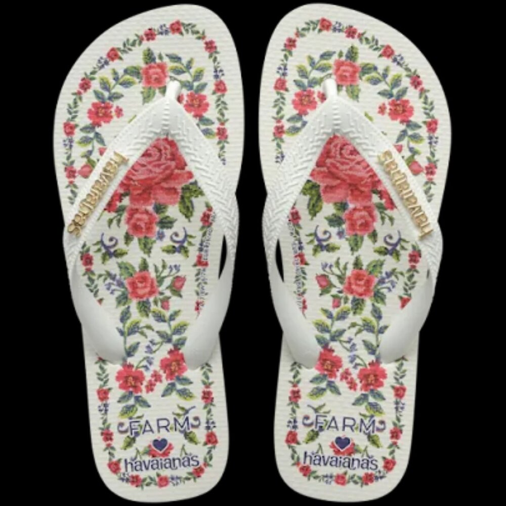 NEW FARM Rio Havaianas Flower Tapestry Top Flip Flops - Picture 3 of 8